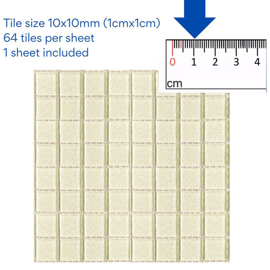 Mosaic Tiles - 10 x sheets of White Glitter (10x10mm)