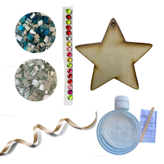 Single - Mosaic Craft Kit with Magnet - Star Turquoise  (Small)