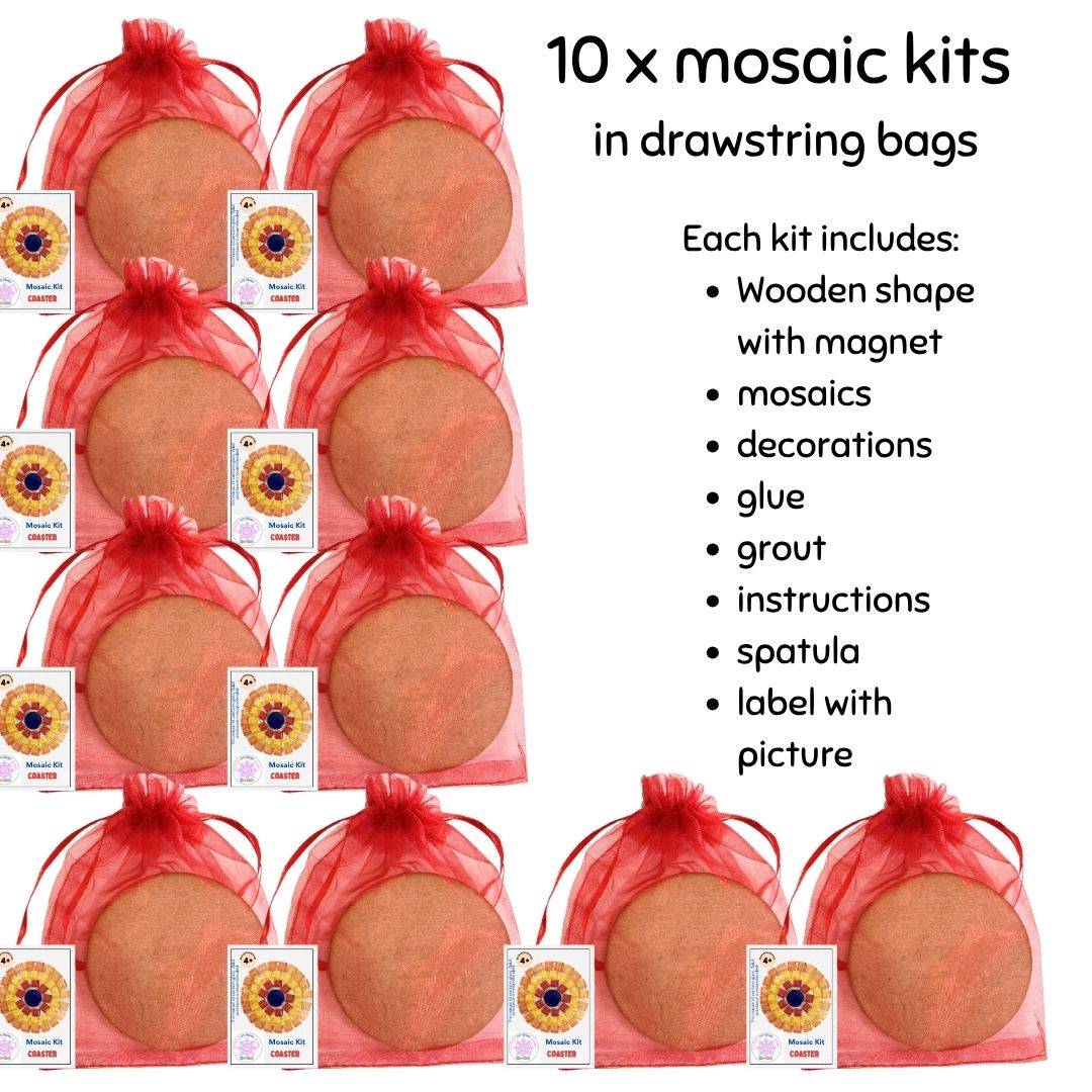 Mosaic Craft Kit - Coaster Orange, Red, Yellow (No Magnet)