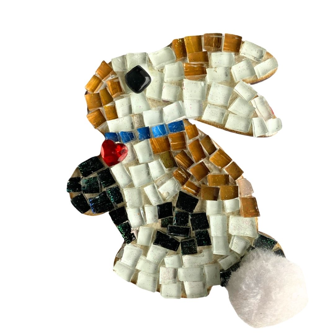 Single - Mosaic Craft Kit with Magnet - Brown & White Bunny (Medium)