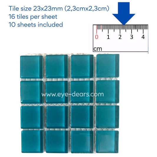 Mosaic Tiles -Single Sheet Deep Turquoise Glass
