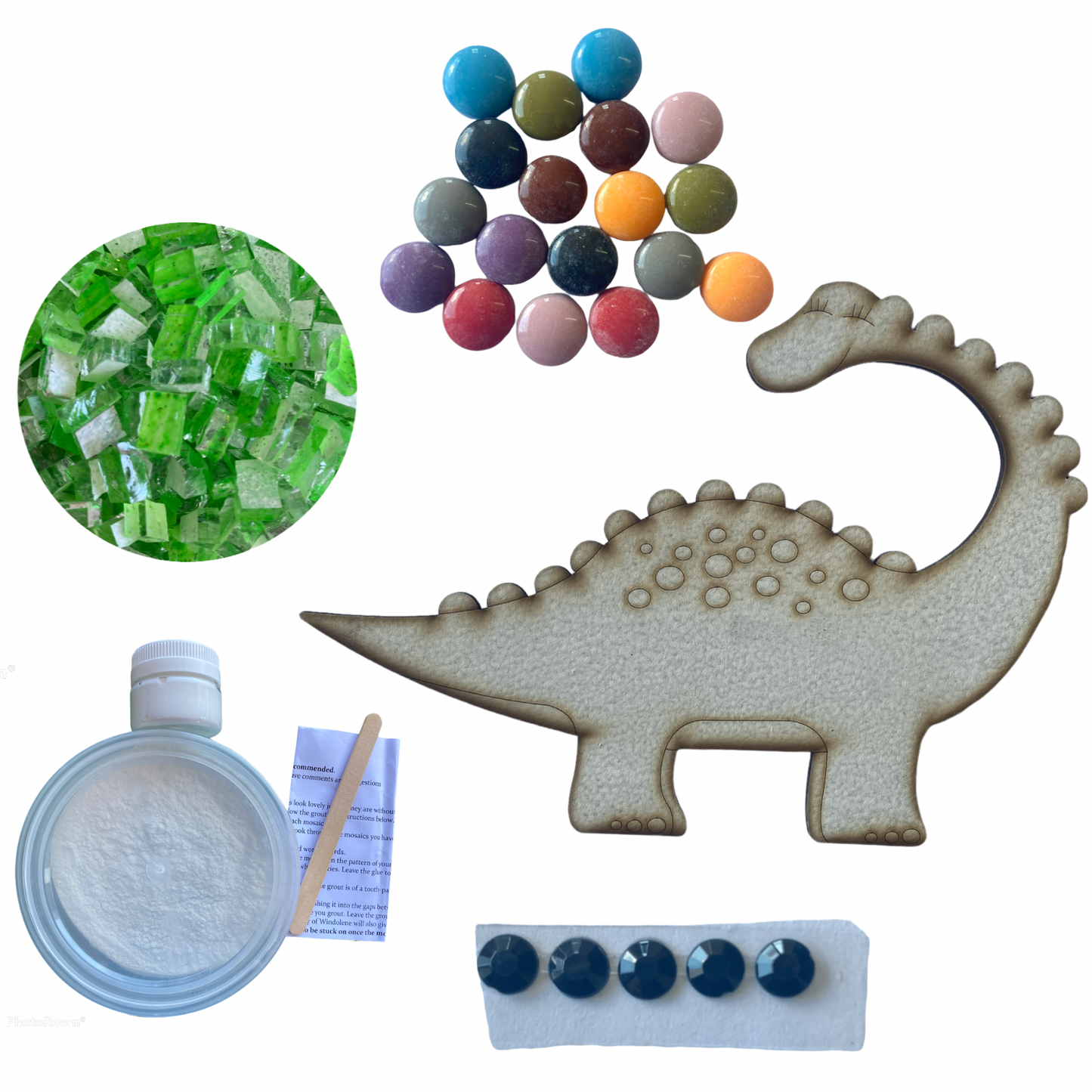 Single - Mosaic Craft Kit with Magnet - Green Brontosaurus (Medium)