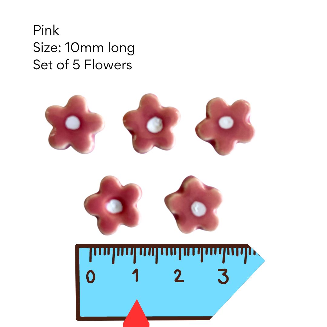 Flower 2 - set of 5 pottery flowers(10mm)