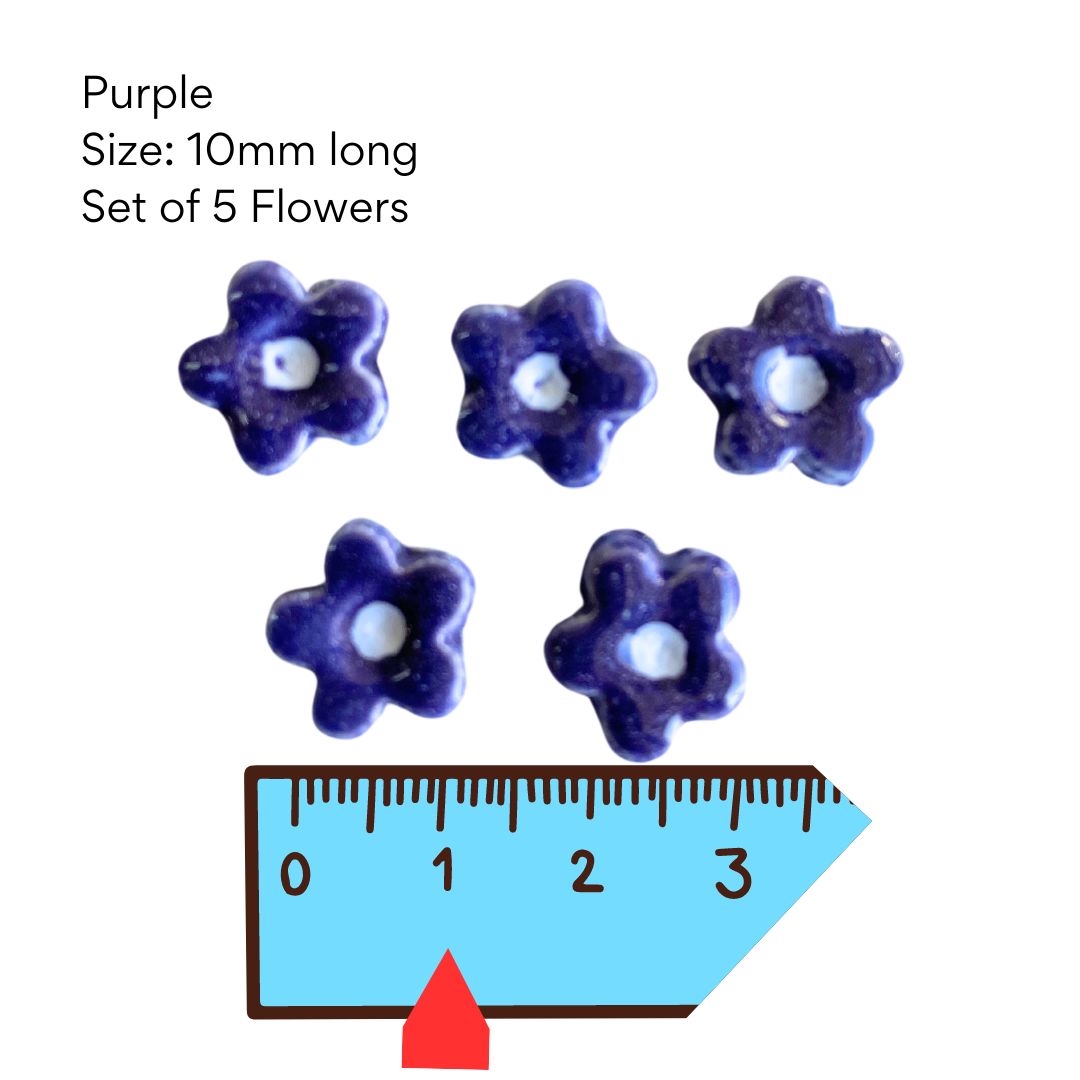 Flower 2 - set of 5 pottery flowers(10mm)