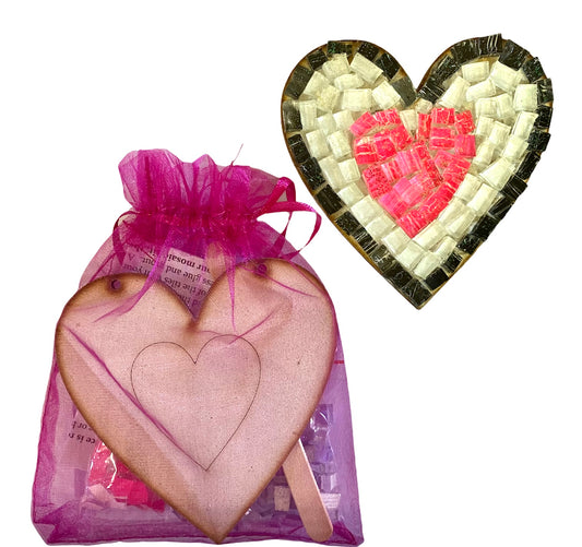 Single - Mosaic Craft Kit with Magnet - Heart Black, White & Pink (Small)