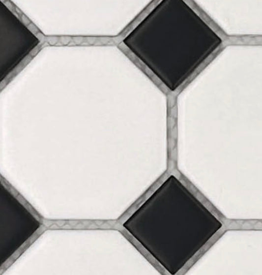 Decor Tiles - Porcelain Victorian Matt Black & White