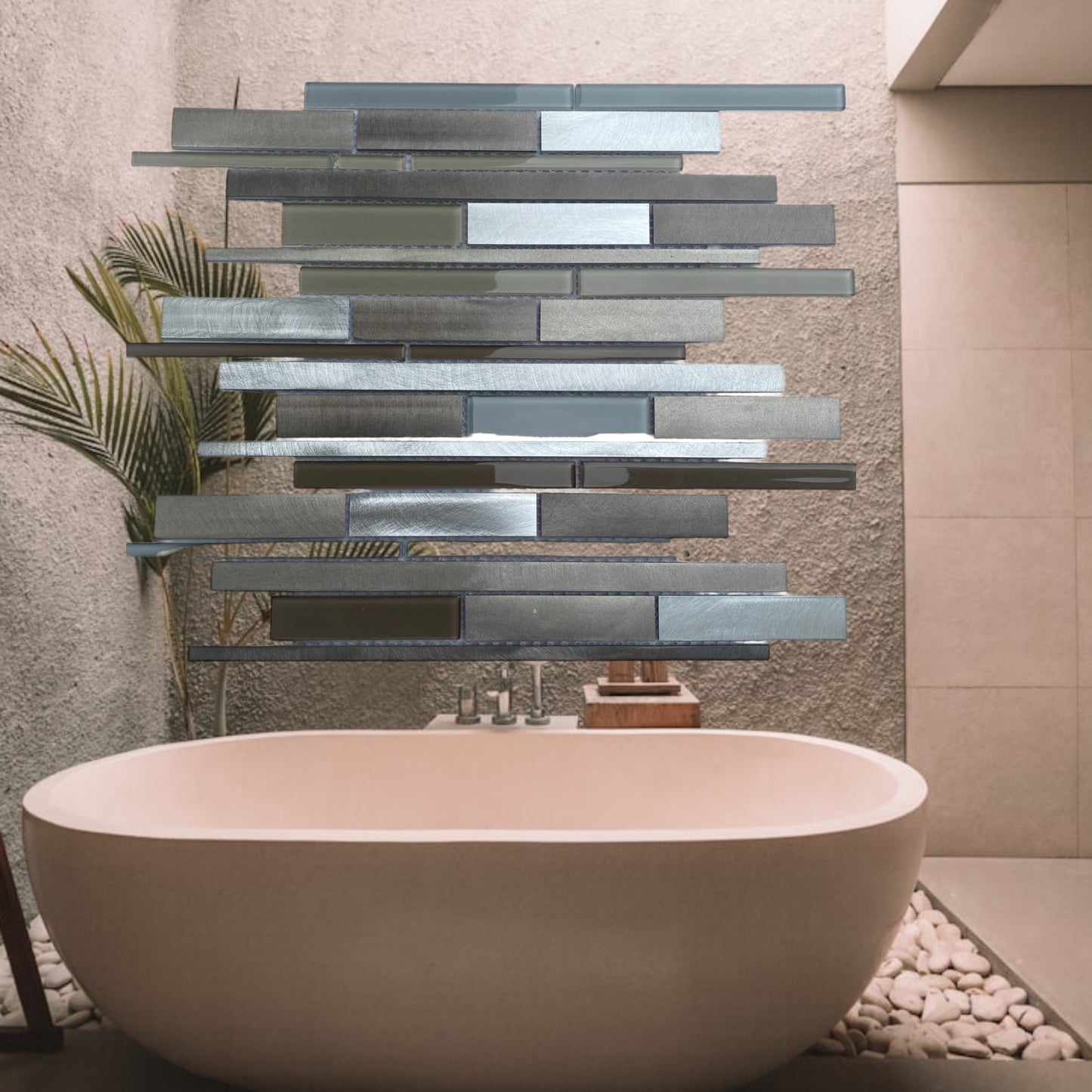 Decor Tiles -Glass and Aluminium Brown Mix