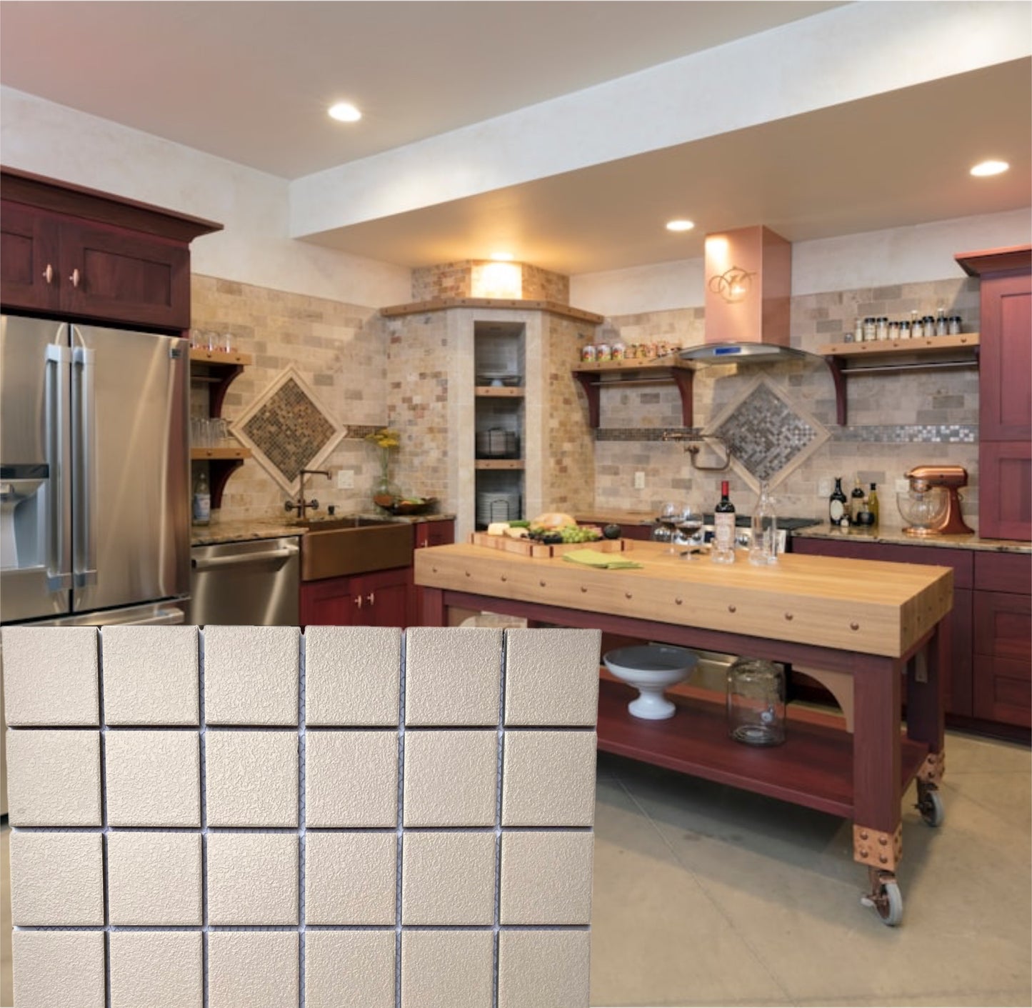 Decor Tiles -Glazed Mosaic Rustic Peach