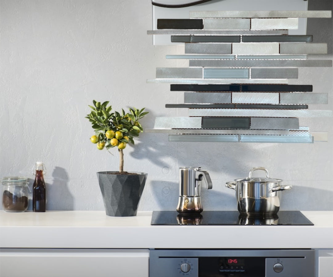 Decor Tiles -Glass and Aluminium Grey Mix