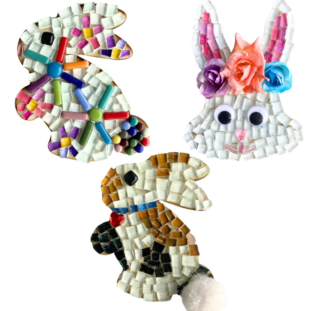 Single - Mosaic Craft Kit with Magnet - Floral Bunny (Medium)