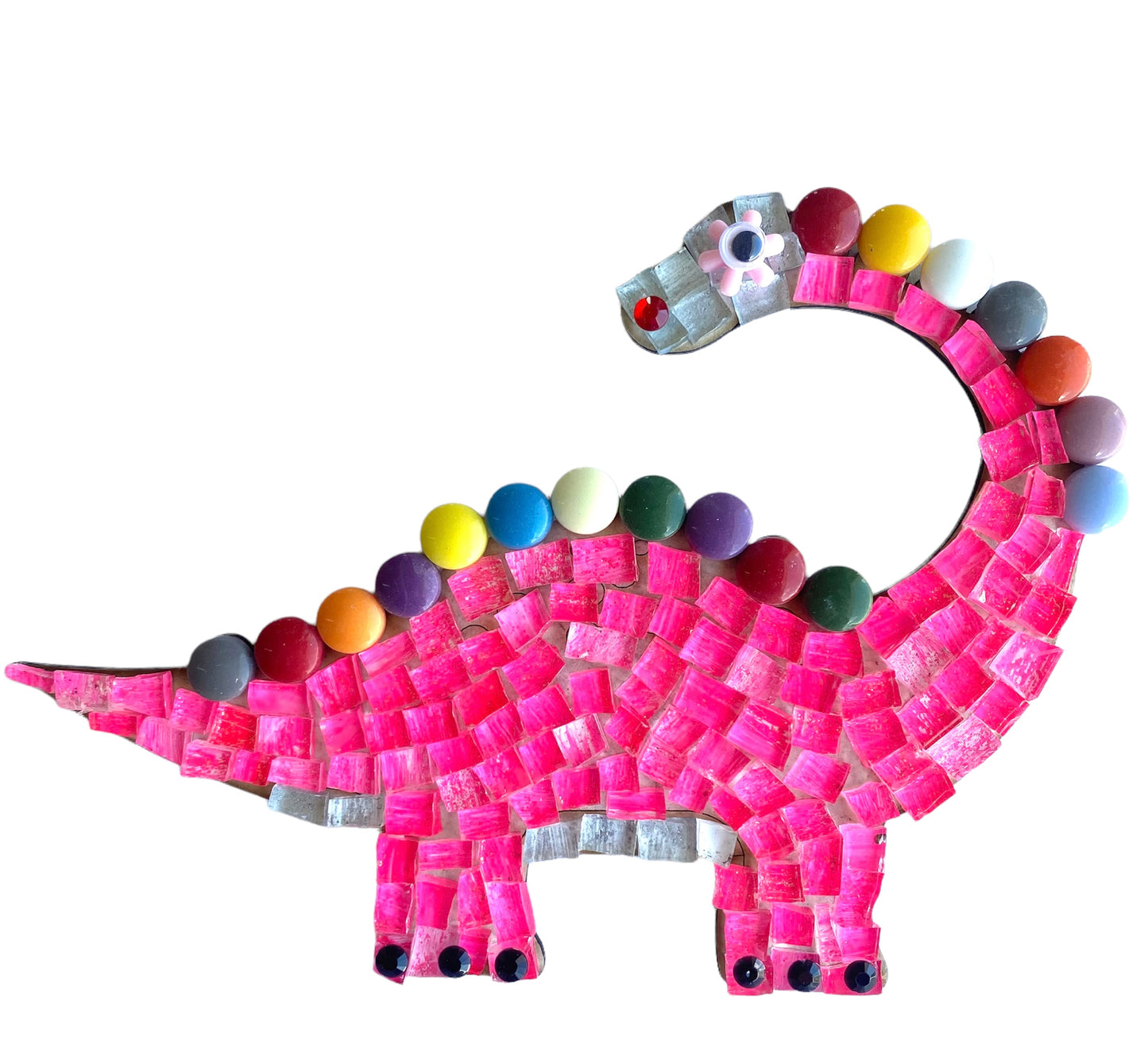 Single - Mosaic Craft Kit with Magnet - Pink Brontosaurus (Medium)