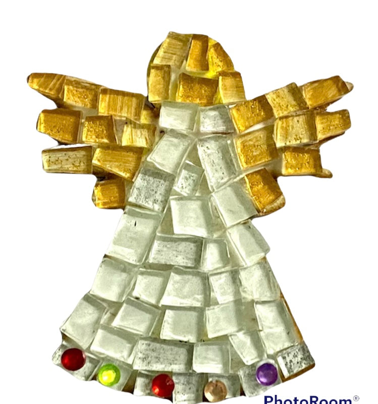 Mosaic Craft Kit with Magnet - Gold and White Angel (Small)