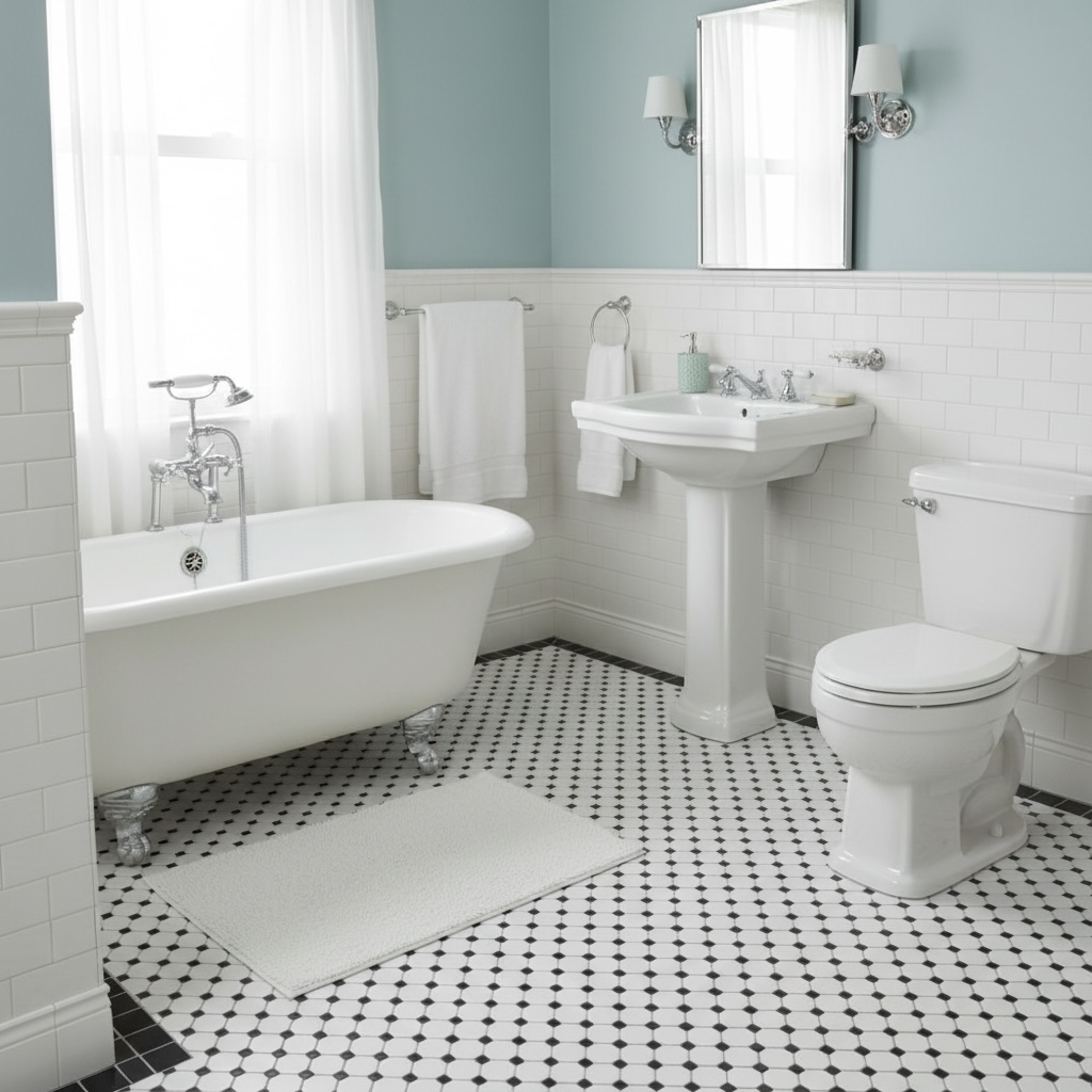 Decor Tiles - Porcelain Victorian Matt Black & White