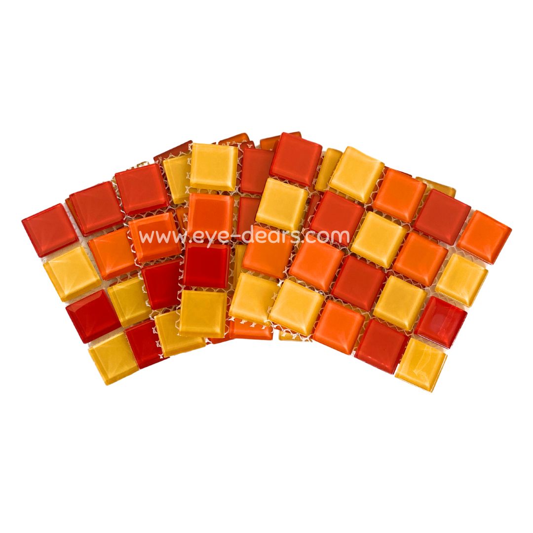 Mosaic Tiles - 10 x sheets of Sunset Mix Glass 23x23mm