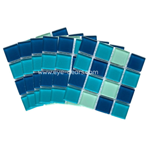 Mosaic Tiles - 10 x sheets of Turquoise Mix Glass 23x23mm