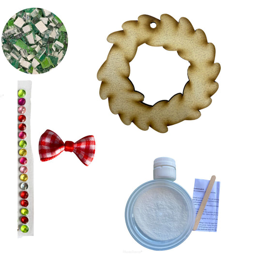 Bulk - Mosaic Craft Kit with Magnet - Christmas Wreath (Small)