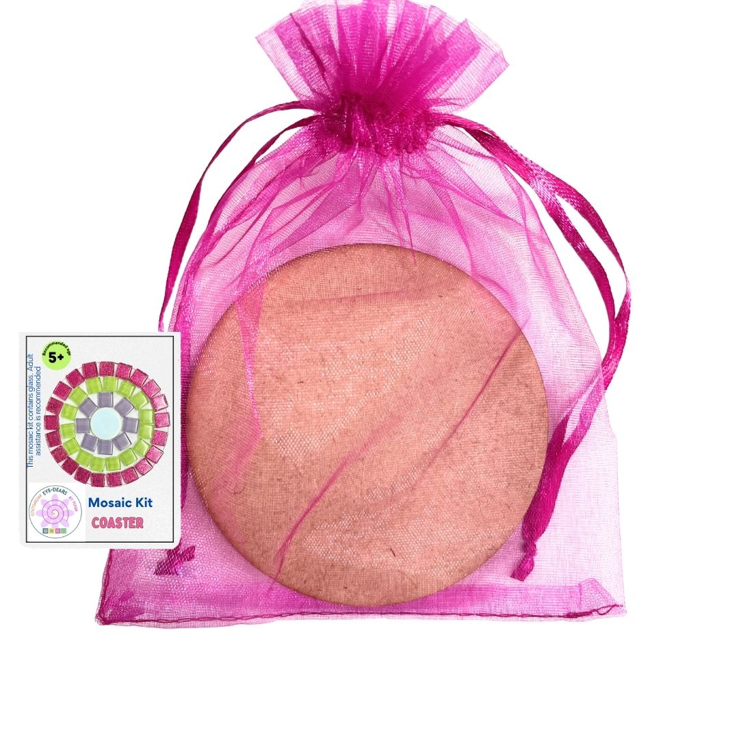 Single - Mosaic Craft Kit - Coaster Pink & Green  (No Magnet)