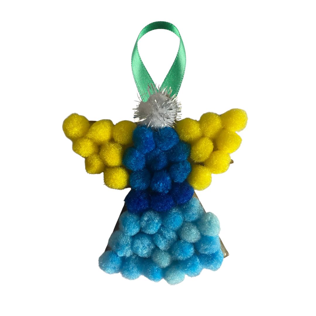 Pom-Pom Art - Xmas Decoration - Angel (Blue)