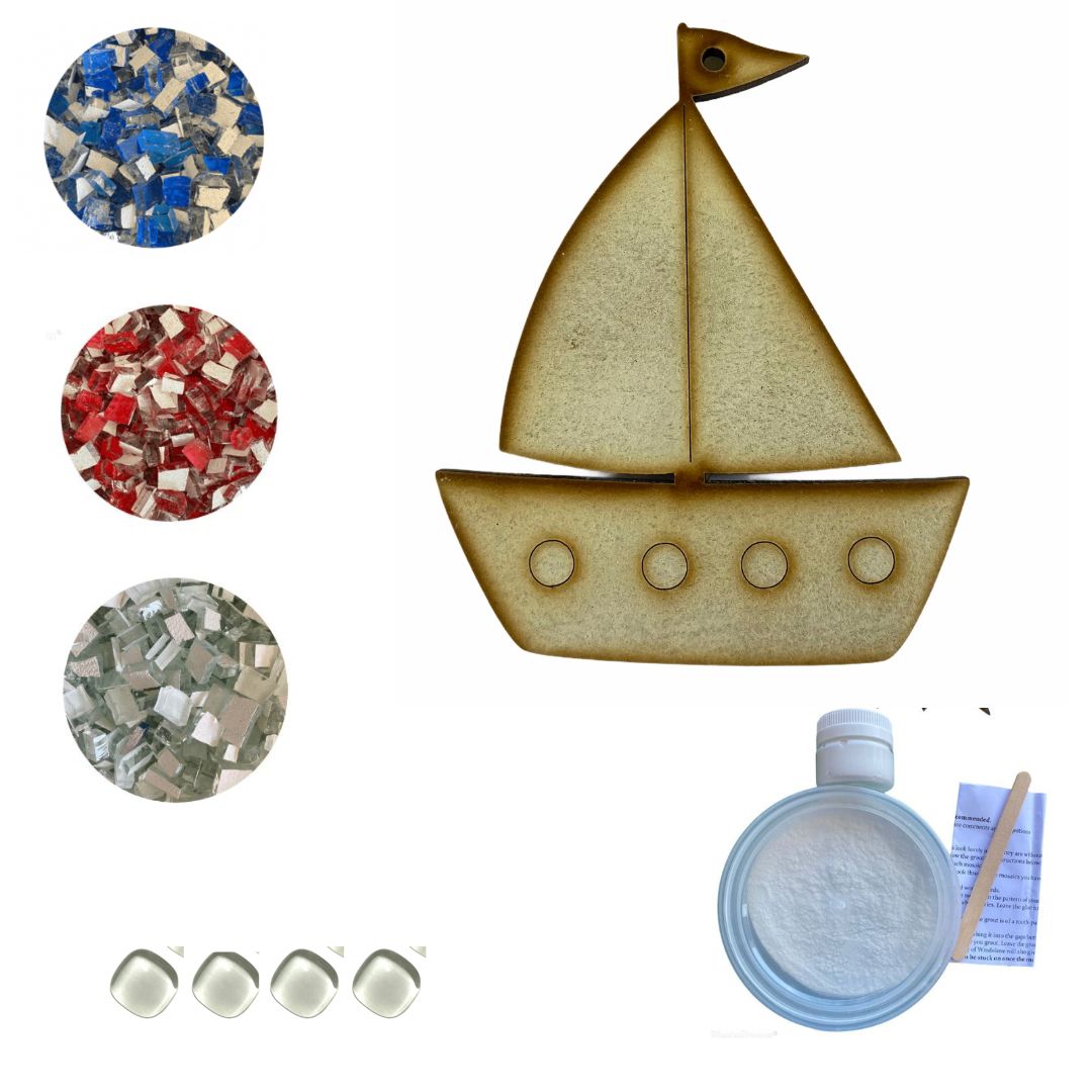 Mosaic Craft Kit with Magnet- Boat (Small)