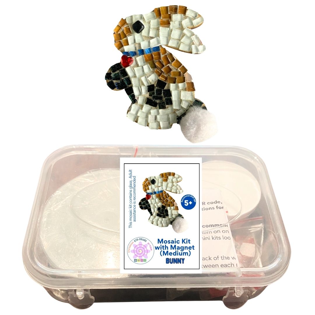 Single - Mosaic Craft Kit with Magnet - Brown & White Bunny (Medium)