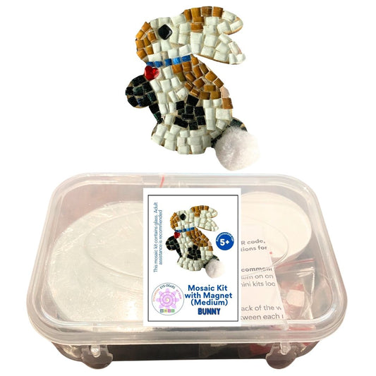 Single - Mosaic Craft Kit with Magnet - Brown & White Bunny (Medium)