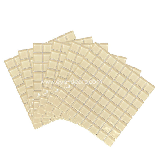 Mosaic Tiles - 10 x sheets of Cream Glass 10x10mm