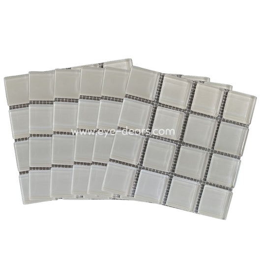 Mosaic Tiles - 10 x sheets of Light Grey Glass 23x23mm