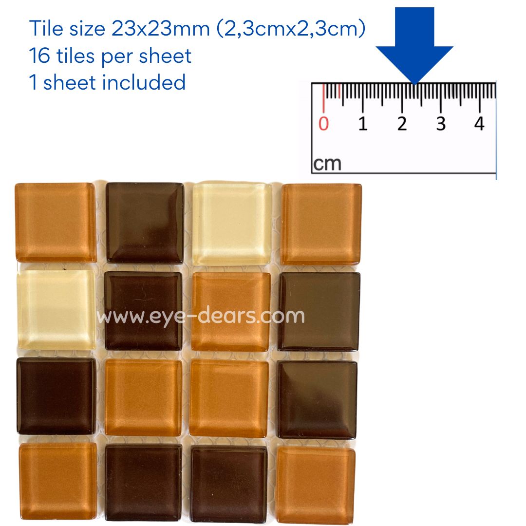 Mosaic Tiles - Single Sheet Autumn Mix Glass 23x23mm