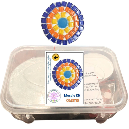 Single - Mosaic Craft Kit - Coaster Blue, Orange, Yellow (No Magnet) (Small)