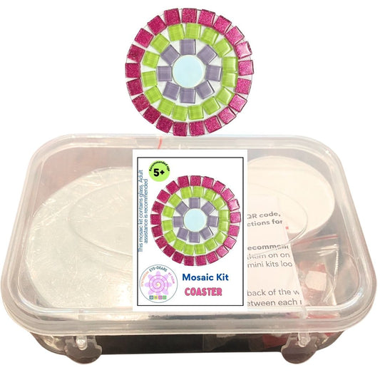 Single - Mosaic Craft Kit - Coaster Pink & Green  (No Magnet) (Small)