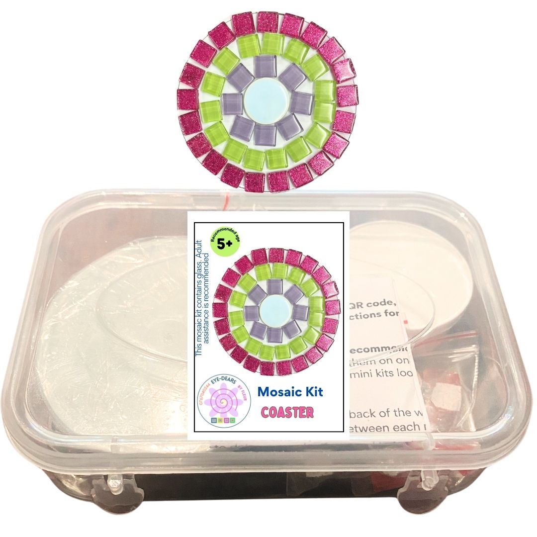 Mosaic Craft Kit - Coaster Pink, Green, Purple (No Magnet)