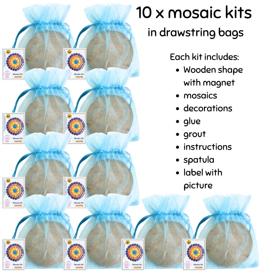 Mosaic Craft Kit - Coaster Blue, Orange, Yellow (No Magnet)