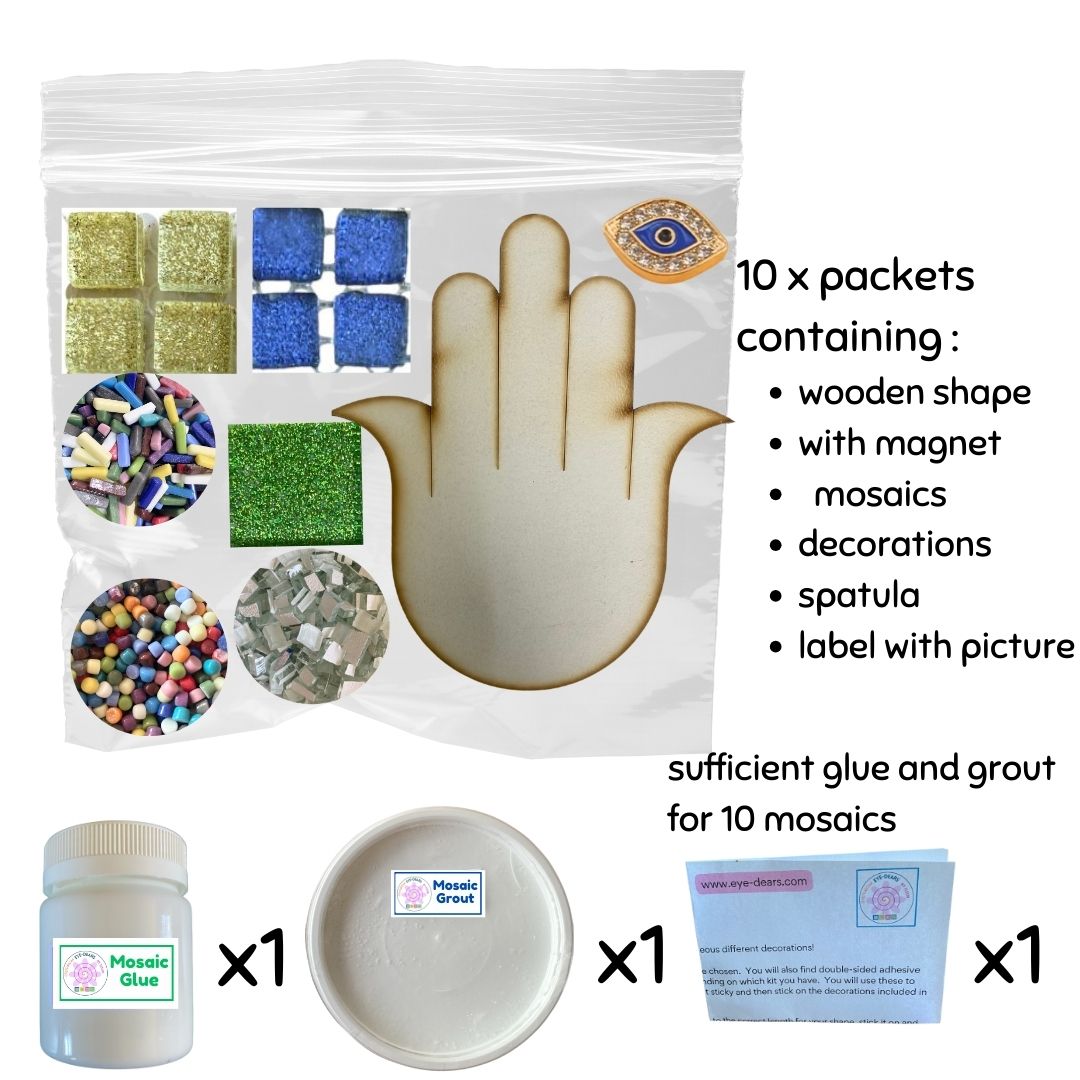 Mosaic Craft Kit with Magnet - Hamsa (age 12+)