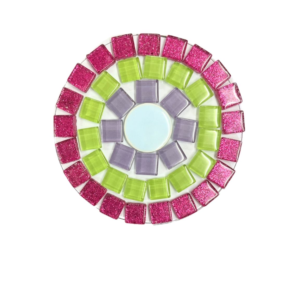 Mosaic Craft Kit - Coaster Pink, Green, Purple (No Magnet)