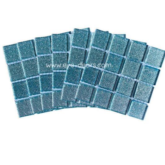 Mosaic Tiles - 10 x sheets of Soft Blue Glitter 23x23mm