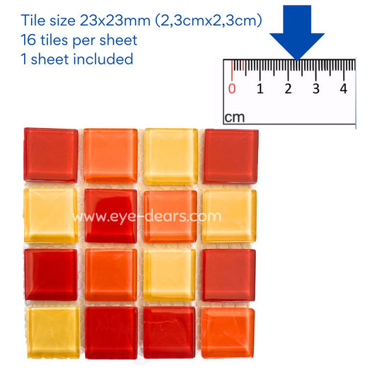 Mosaic Tiles - 10 x sheets of Sunset Mix Glass 23x23mm