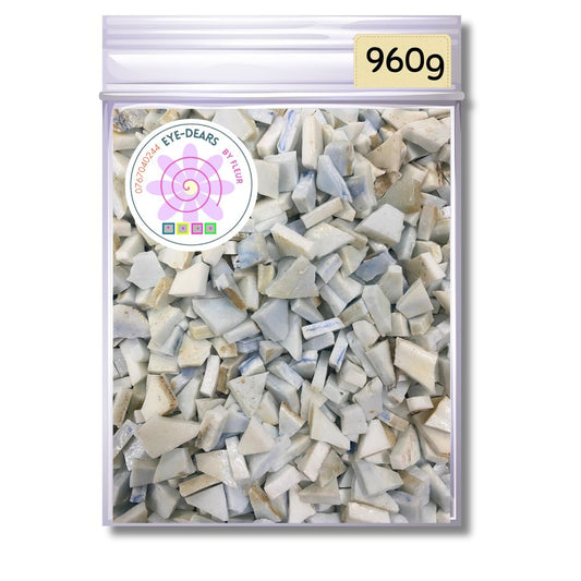 Mosaic Tiles Pre-cut White with blue marbling 960g (for crafting)