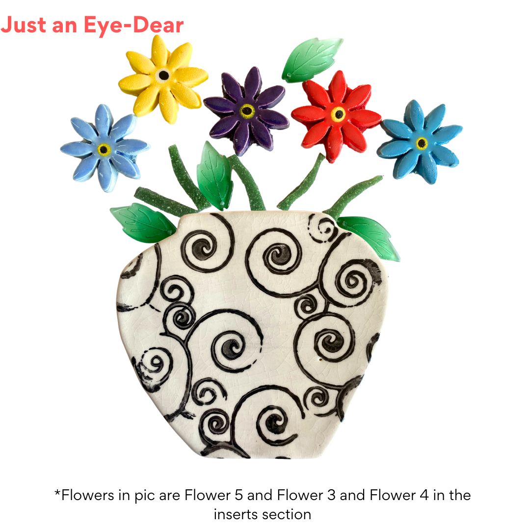 Flower Vase White Swirl - pottery (75x80mm)